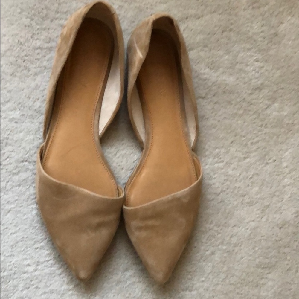 J Crew Tan Suede Pointed Toe Flats